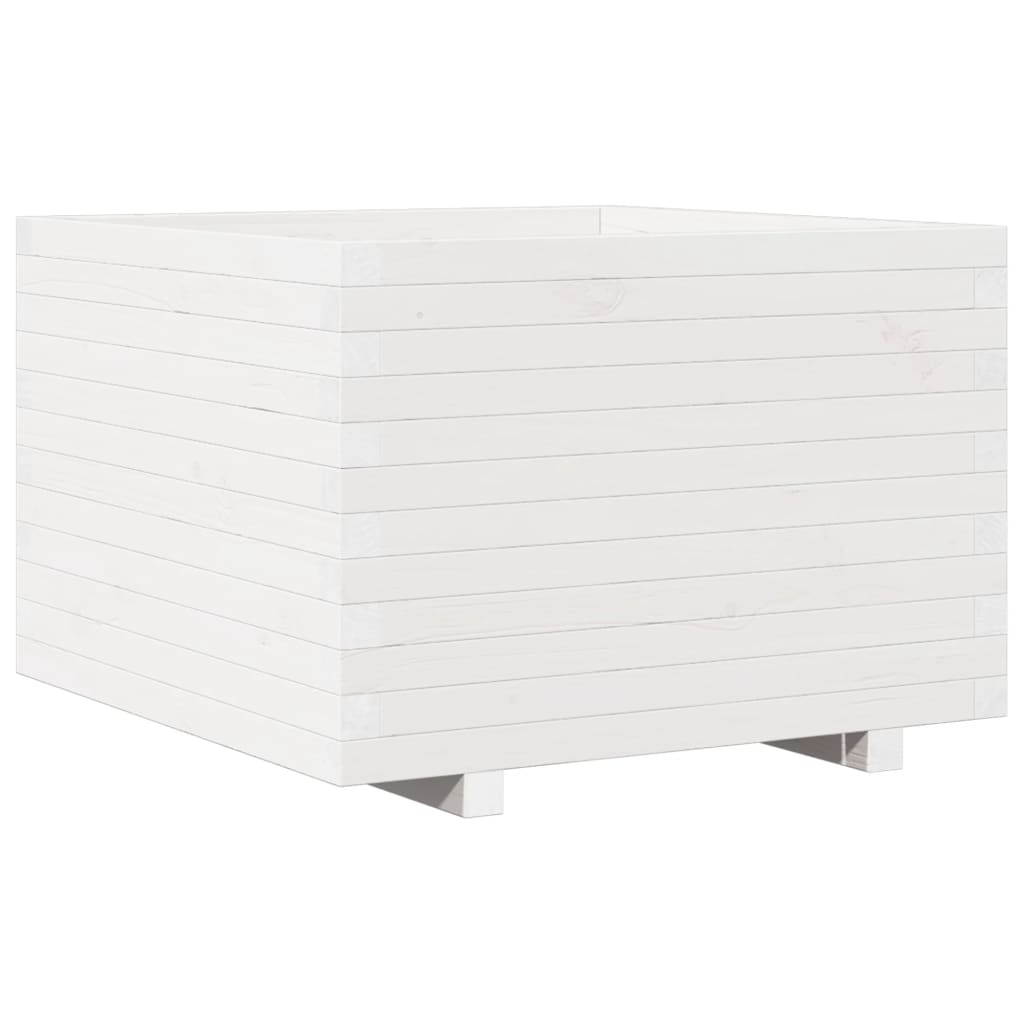 Garden Planter White 70x70x49.5 cm Solid Wood Pine