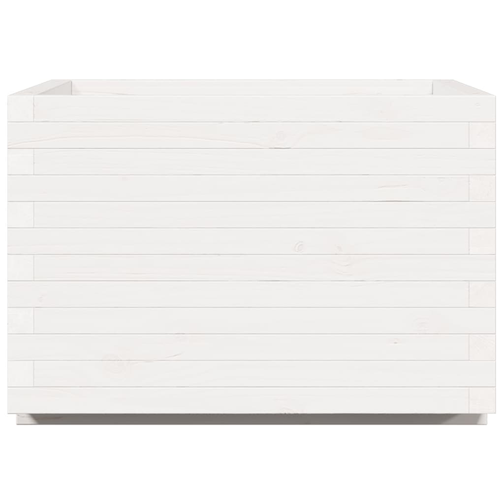 Garden Planter White 70x70x49.5 cm Solid Wood Pine