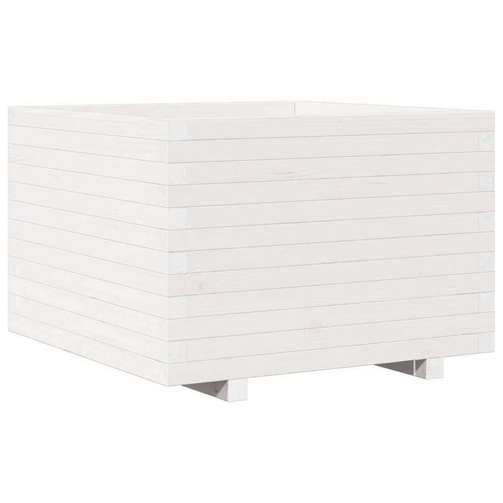 Garden Planter White 70x70x49.5 cm Solid Wood Pine