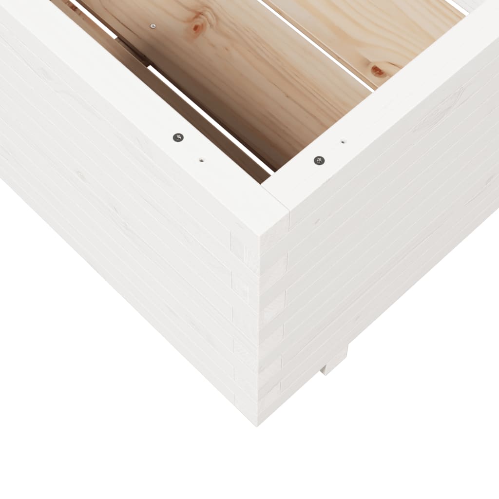 Garden Planter White 70x70x49.5 cm Solid Wood Pine