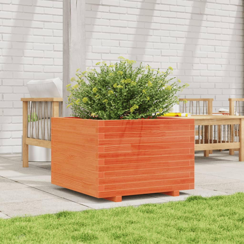 Garden Planter Wax Brown 70x70x49.5 cm Solid Wood Pine