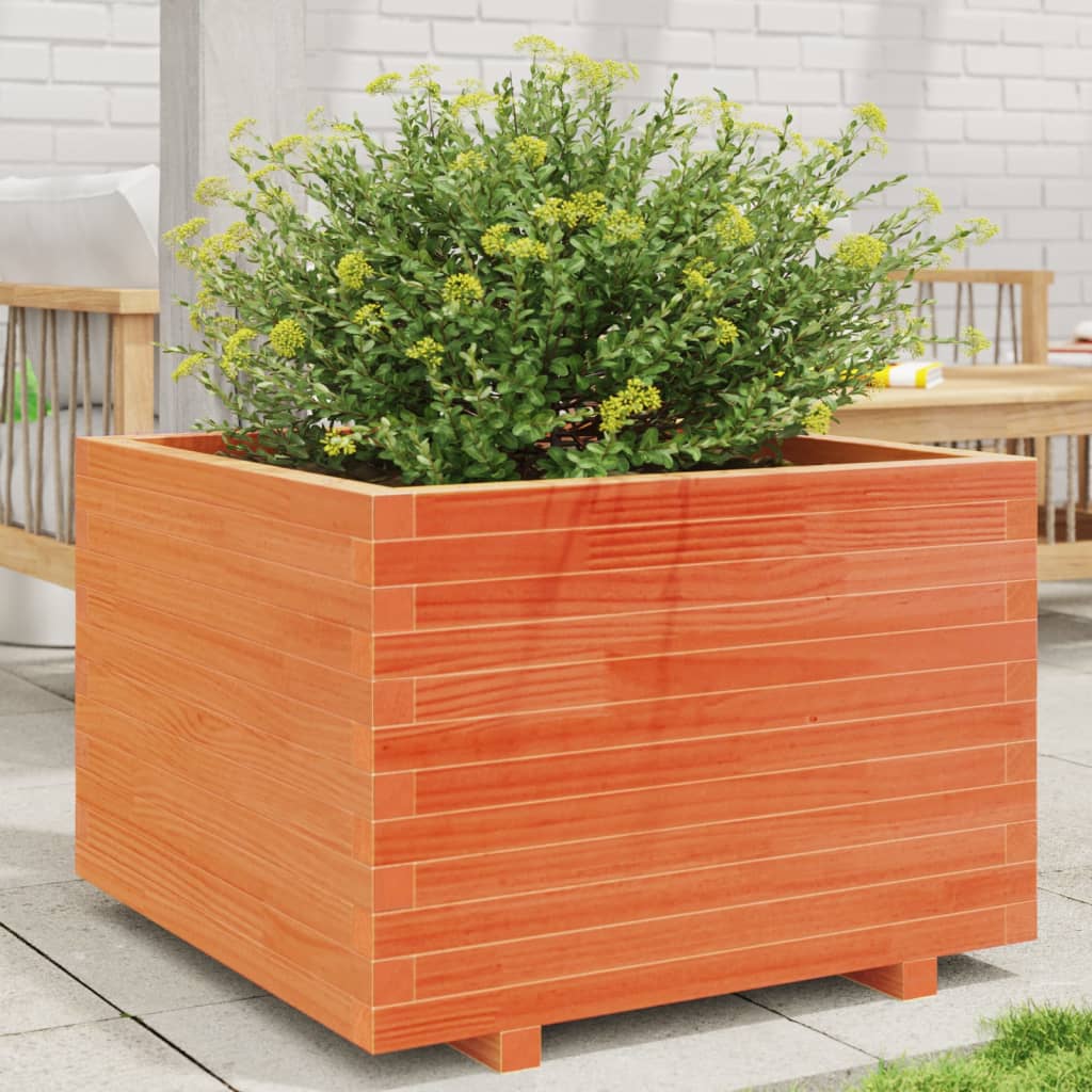 Garden Planter Wax Brown 70x70x49.5 cm Solid Wood Pine
