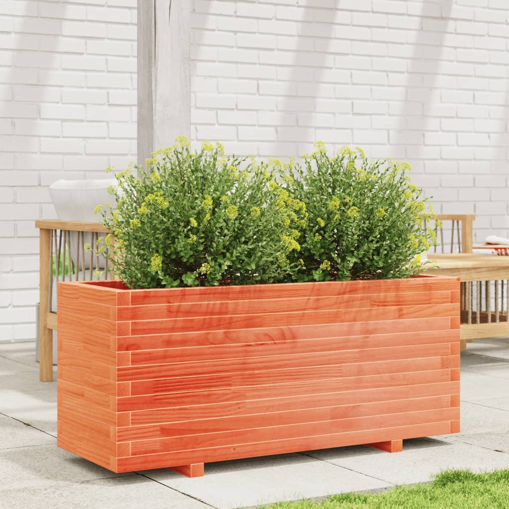 Garden Planter Wax Brown 110x40x49.5 cm Solid Wood Pine