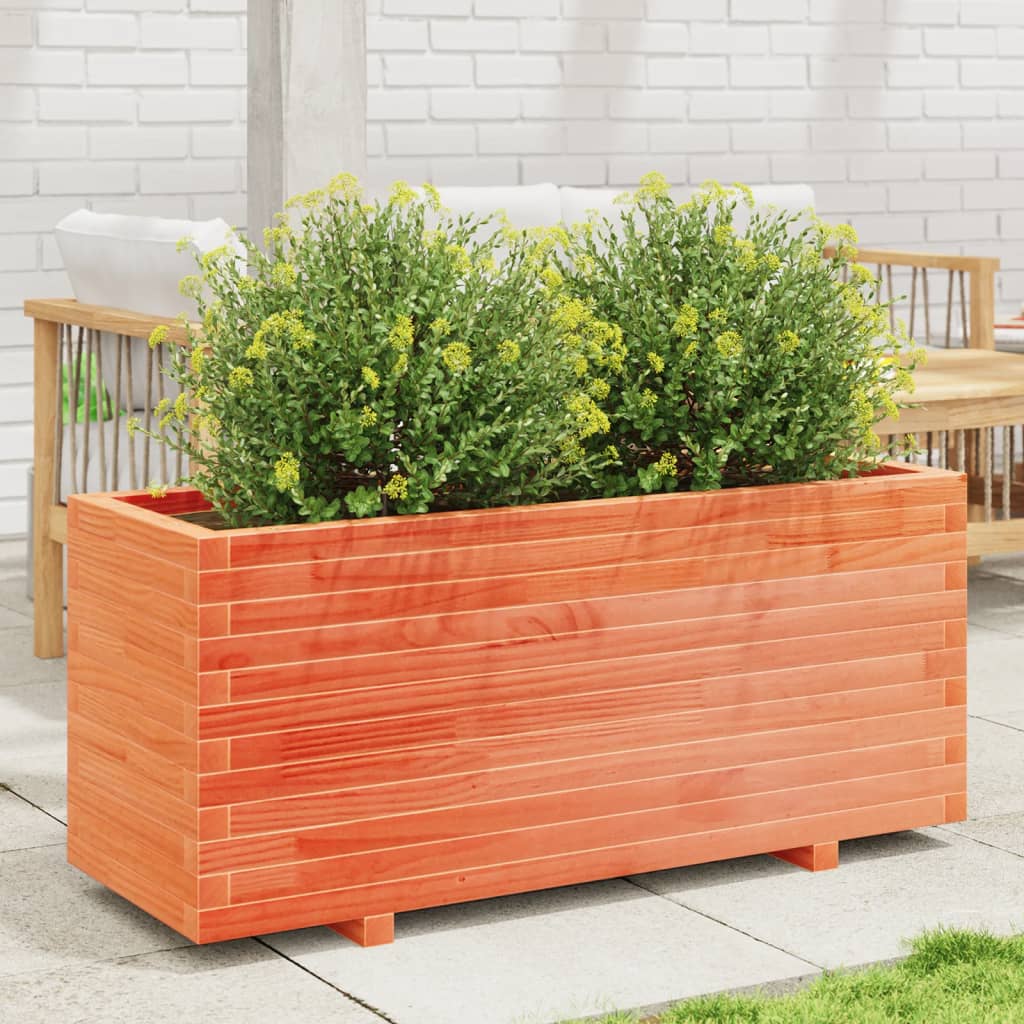 Garden Planter Wax Brown 110x40x49.5 cm Solid Wood Pine