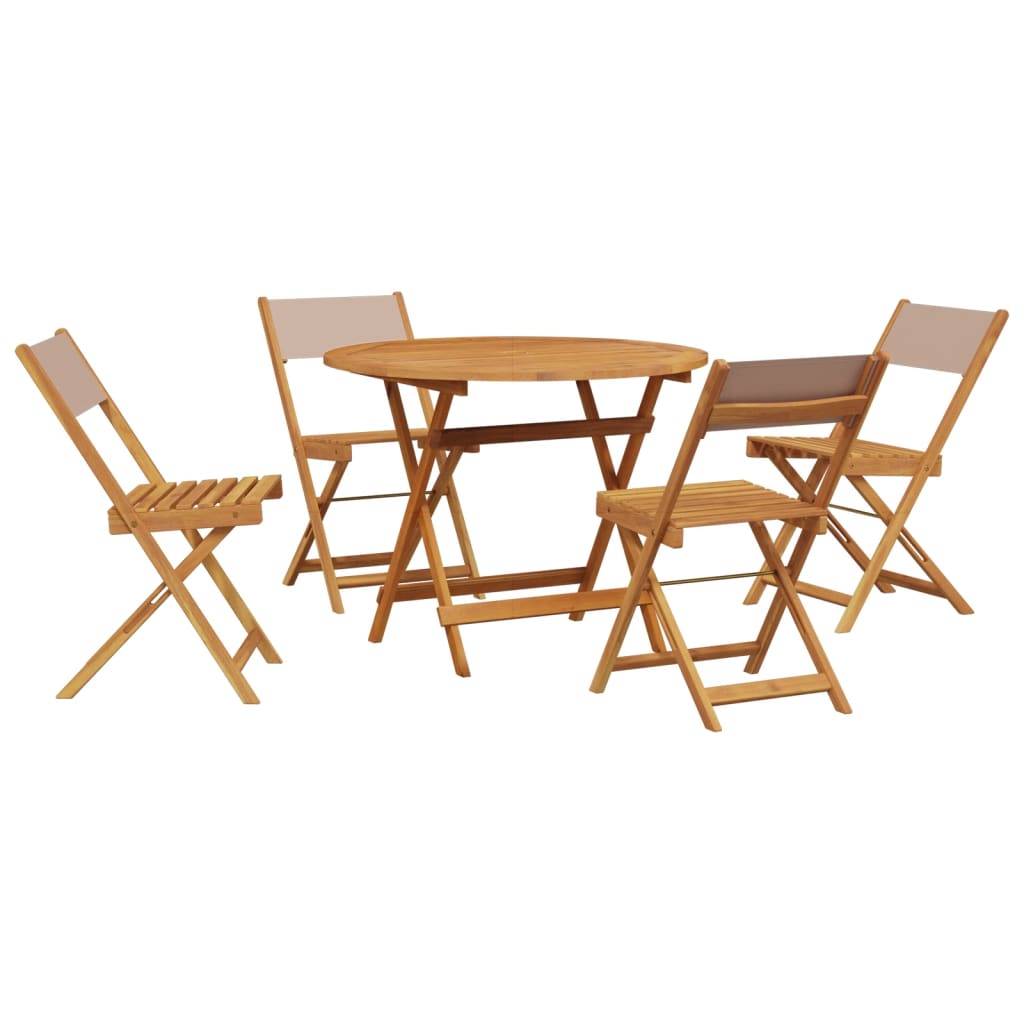 5 Piece Garden Dining Set Taupe Fabric and Solid Wood