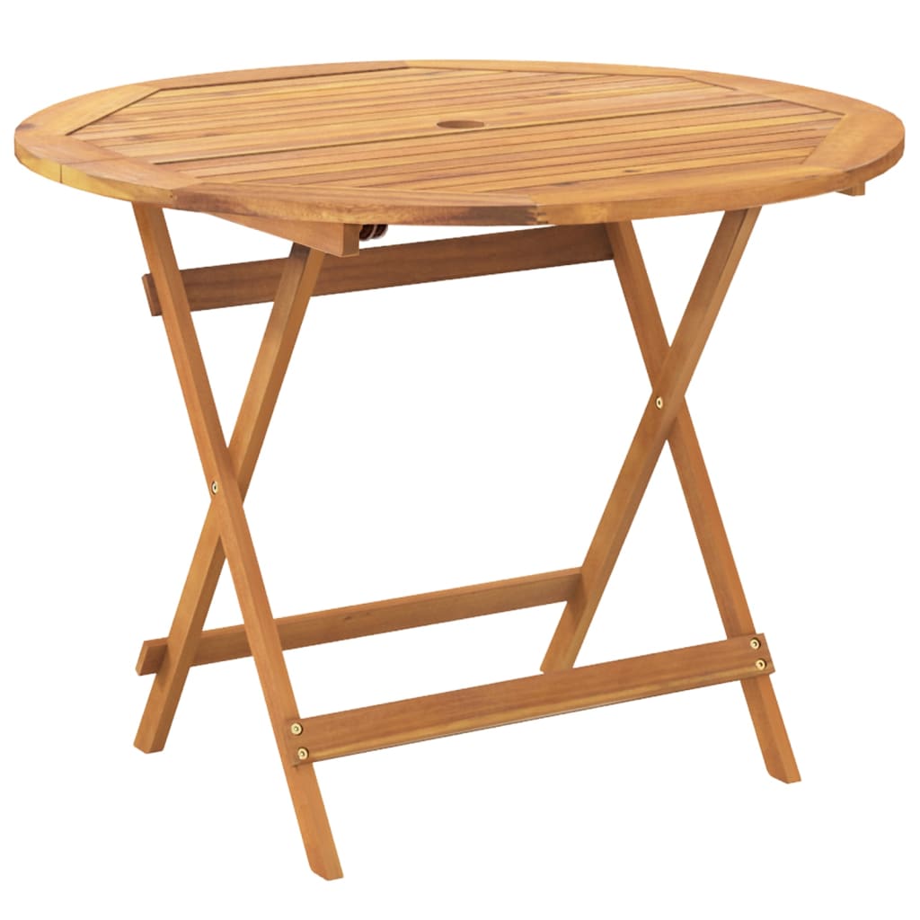 5 Piece Garden Dining Set Beige Fabric and Solid Wood