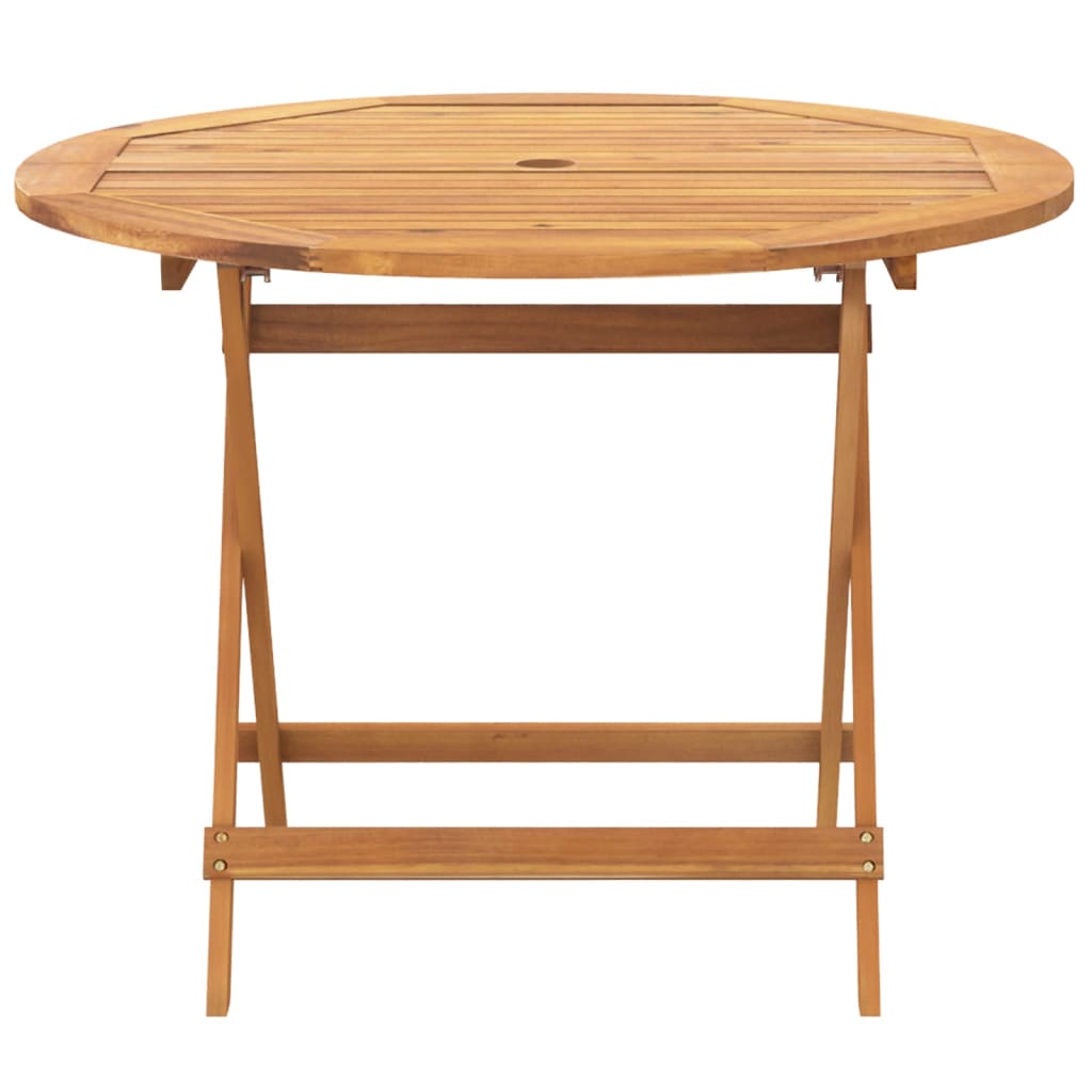 5 Piece Garden Dining Set Leaf Pattern Fabric and Solid Wood