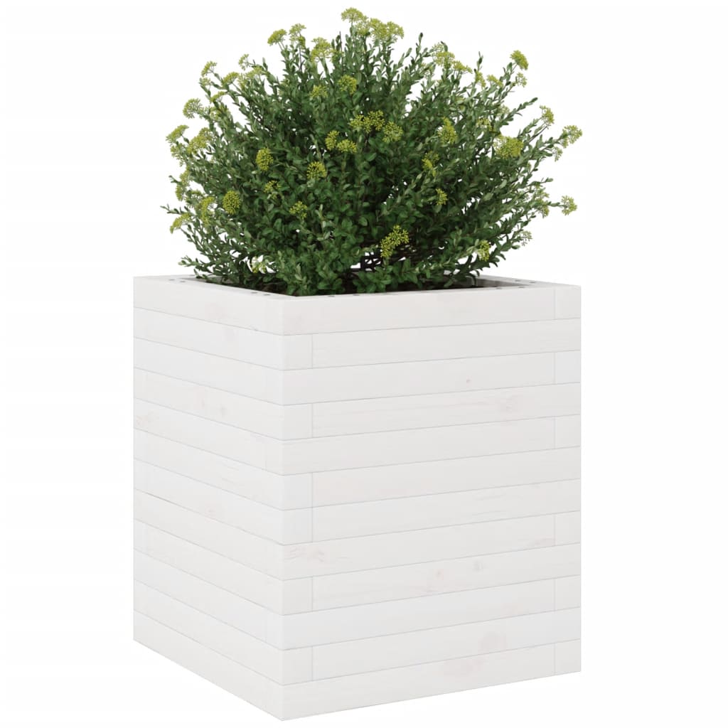 Garden Planter White 40x40x46 cm Solid Wood Pine