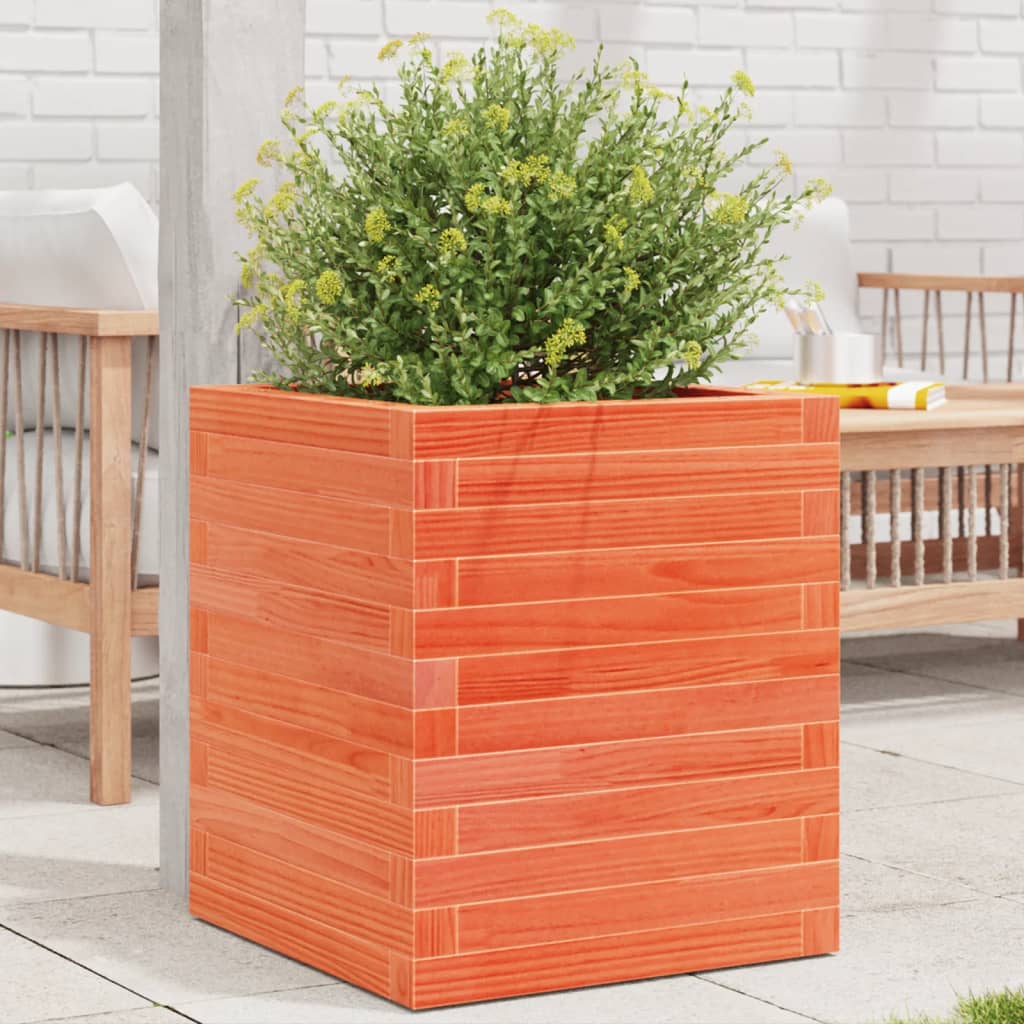 Garden Planter Wax Brown 40x40x46 cm Solid Wood Pine
