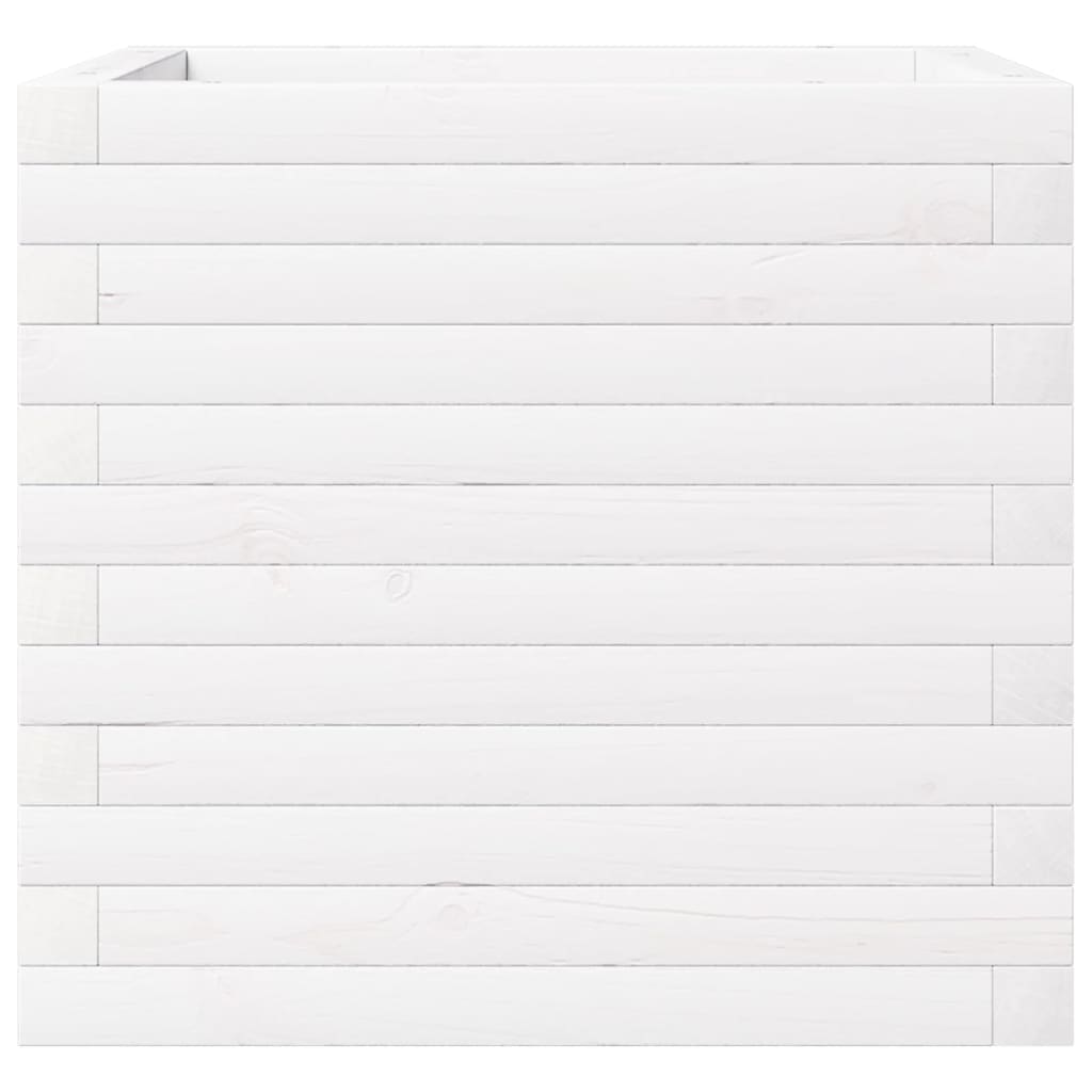Garden Planter White 50x50x46 cm Solid Wood Pine