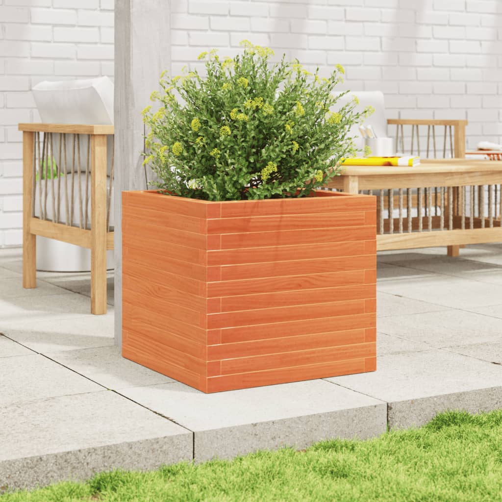 Garden Planter Wax Brown 50x50x46 cm Solid Wood Pine