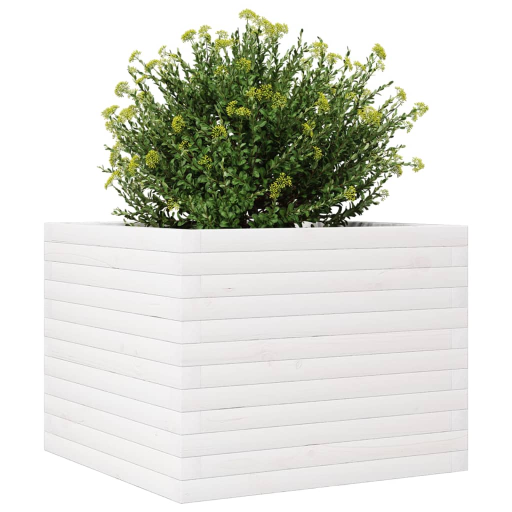 Garden Planter White 60x60x46 cm Solid Wood Pine