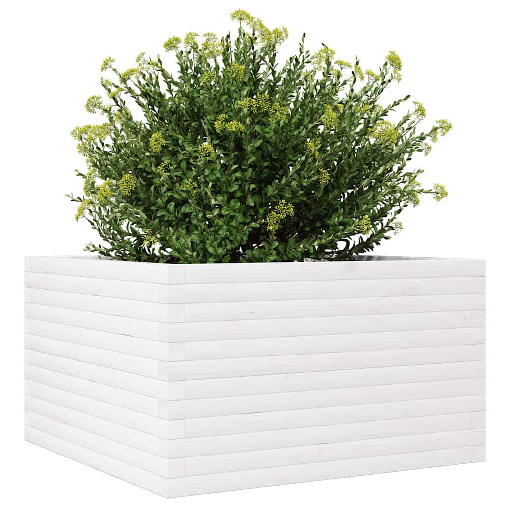Garden Planter White 80x80x46 cm Solid Wood Pine