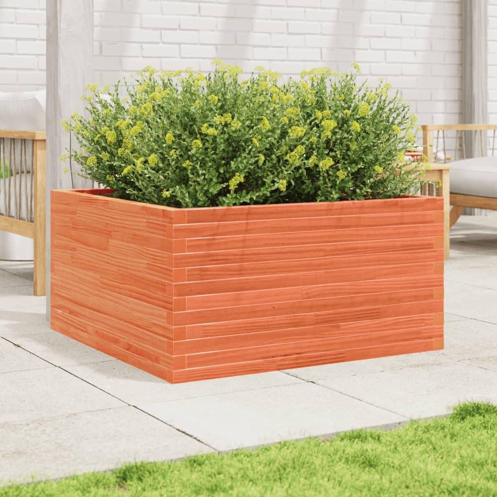 Garden Planter Wax Brown 90x90x46 cm Solid Wood Pine