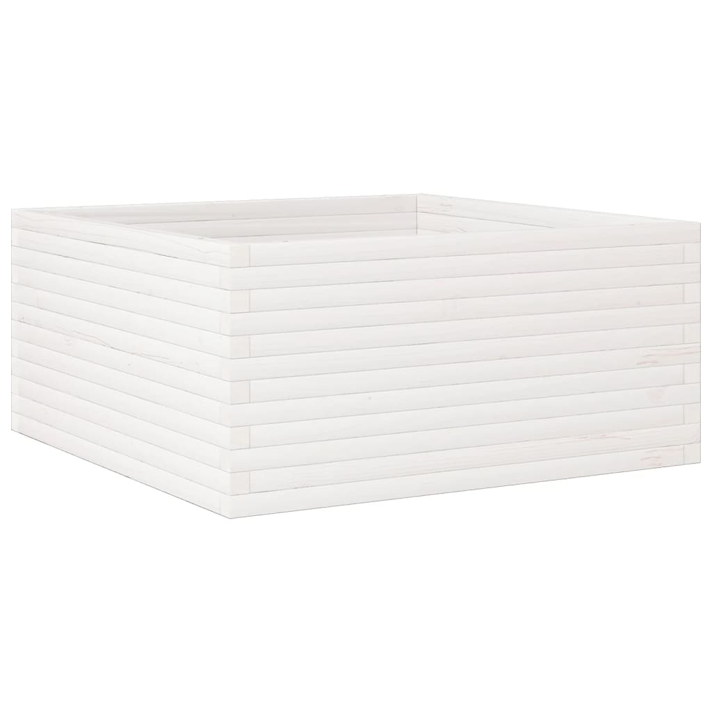 Garden Planter White 100x100x46 cm Solid Wood Pine
