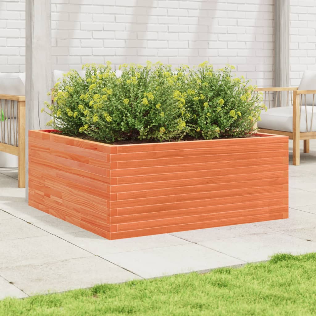 Garden Planter Wax Brown 110x110x46 cm Solid Wood Pine