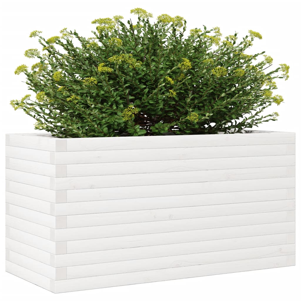 Garden Planter White 90x40x46 cm Solid Wood Pine