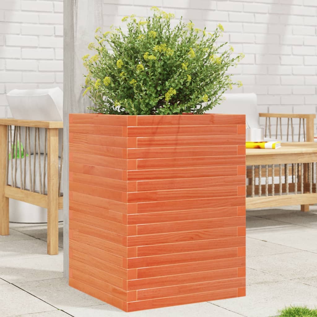 Garden Planter Wax Brown 50x50x68.5 cm Solid Wood Pine