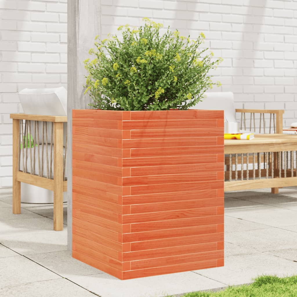 Garden Planter Wax Brown 50x50x68.5 cm Solid Wood Pine