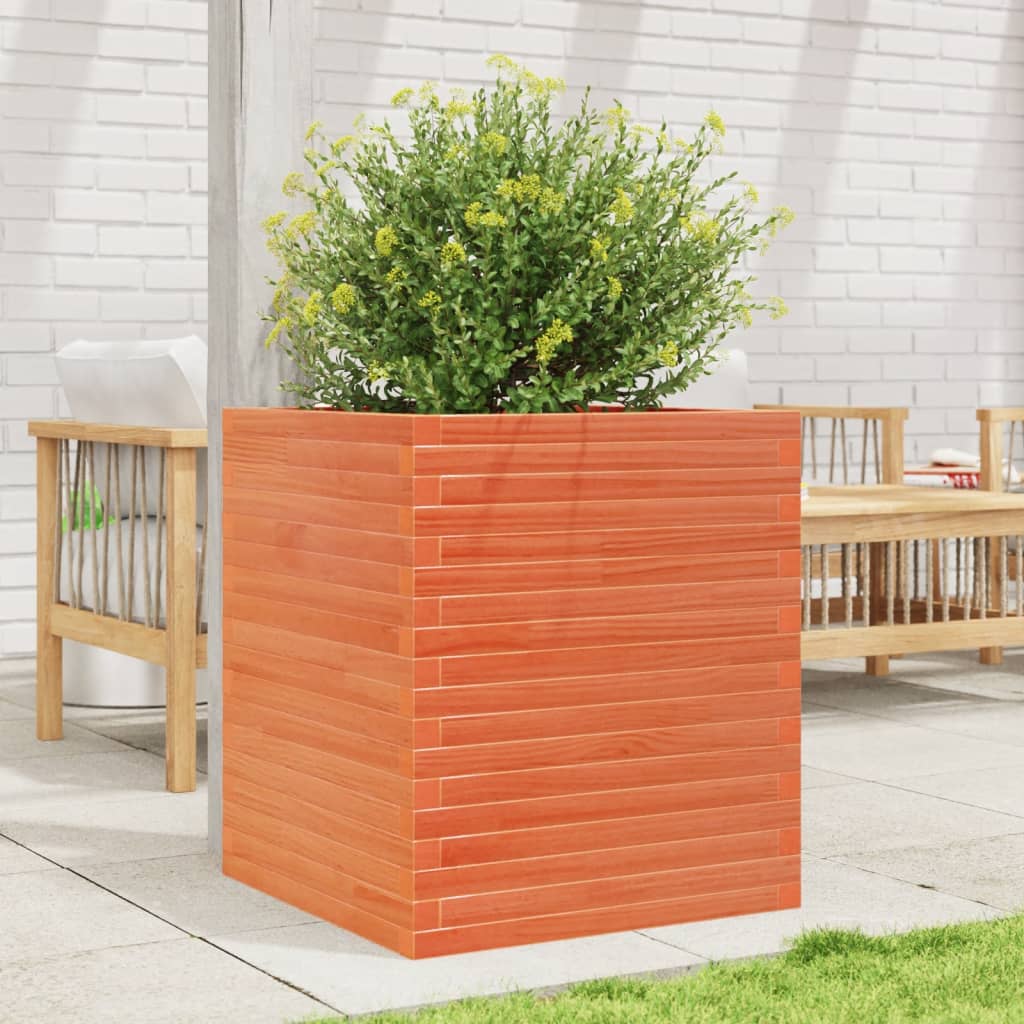 Garden Planter Wax Brown 60x60x68.5 cm Solid Wood Pine