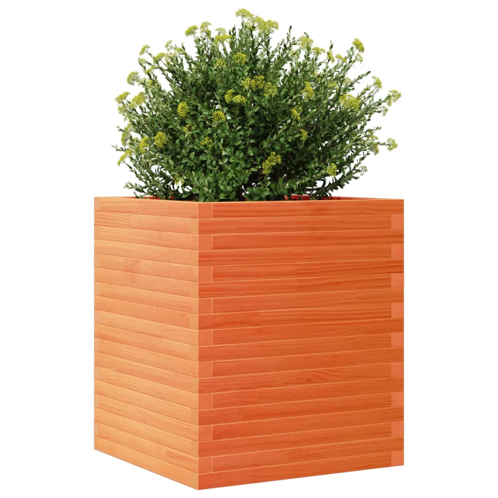 Garden Planter Wax Brown 60x60x68.5 cm Solid Wood Pine