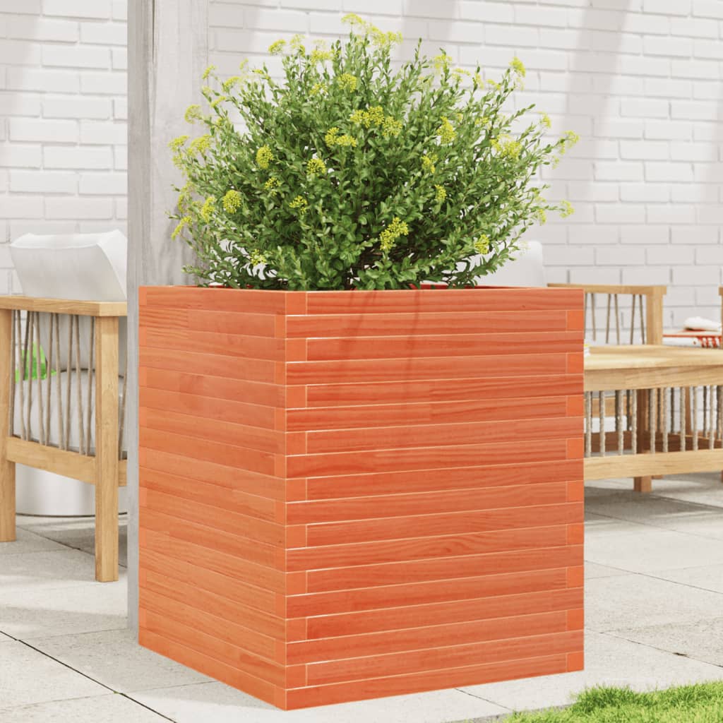 Garden Planter Wax Brown 60x60x68.5 cm Solid Wood Pine