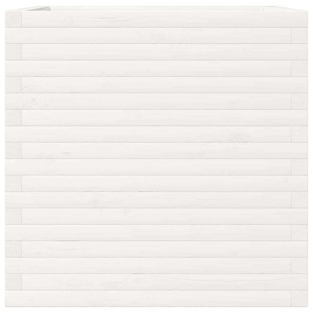 Garden Planter White 70x70x68.5 cm Solid Wood Pine