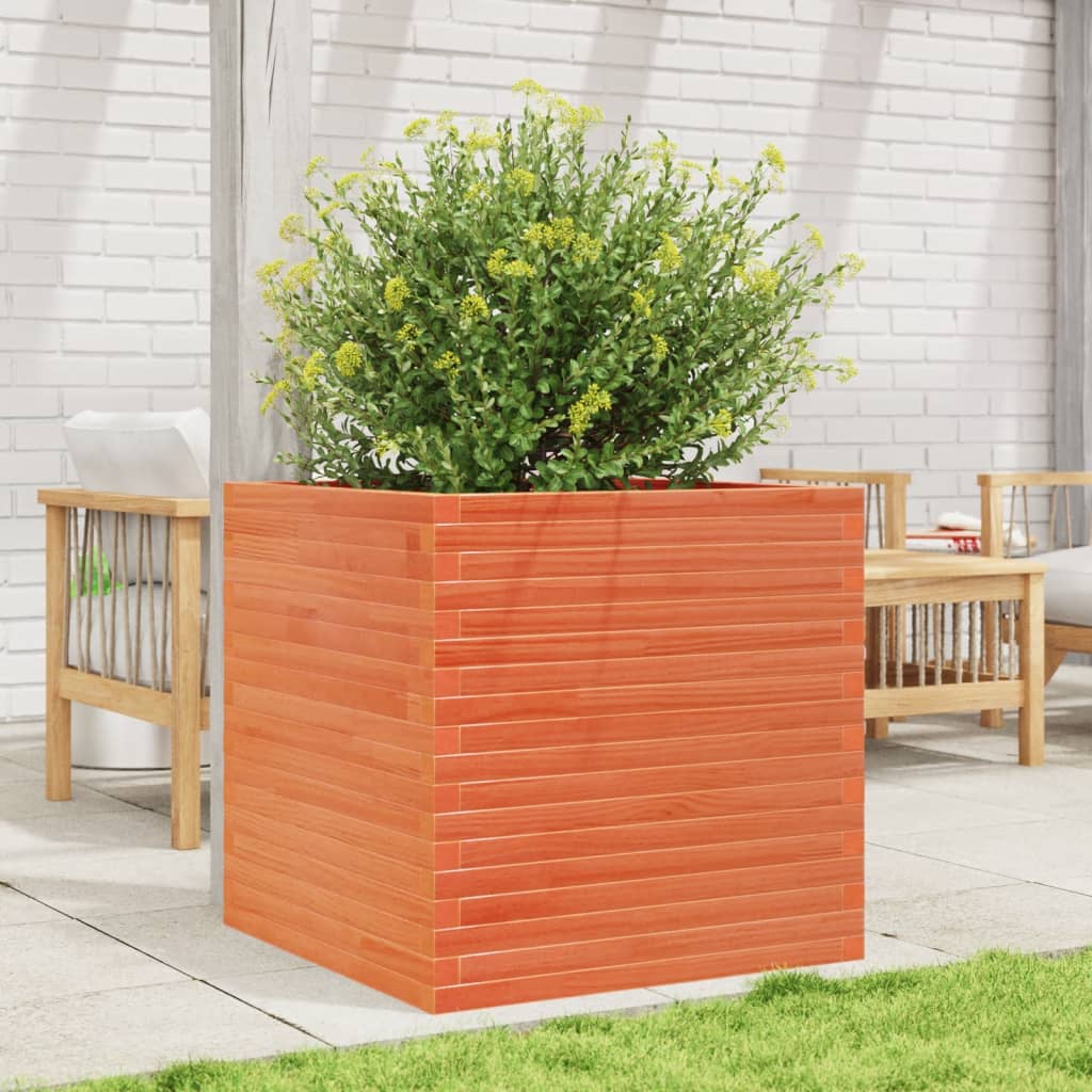 Garden Planter Wax Brown 70x70x68.5 cm Solid Wood Pine