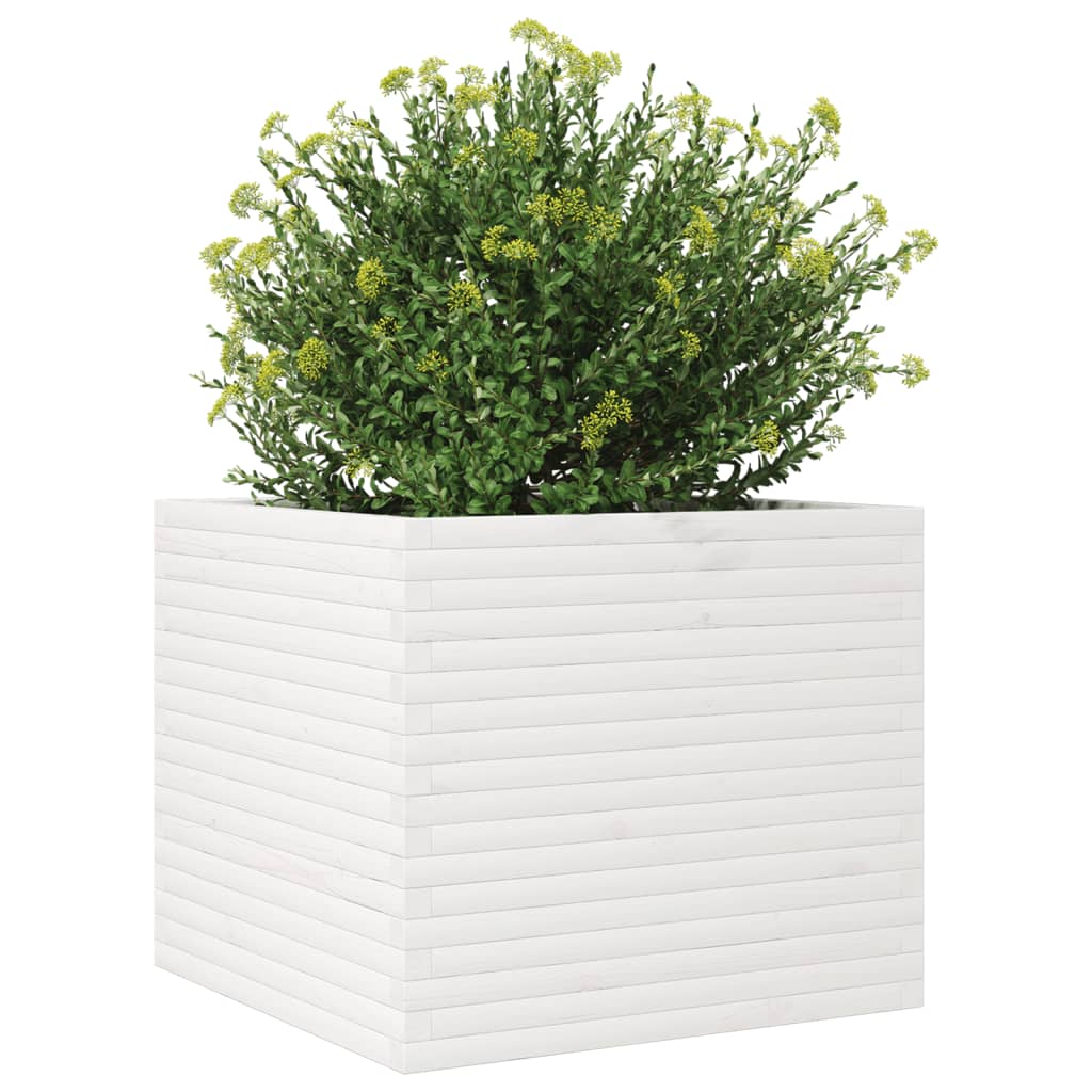 Garden Planter White 80x80x68.5 cm Solid Wood Pine