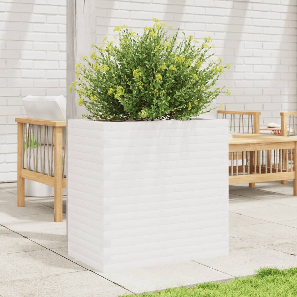 Garden Planter White 70x40x68.5 cm Solid Wood Pine