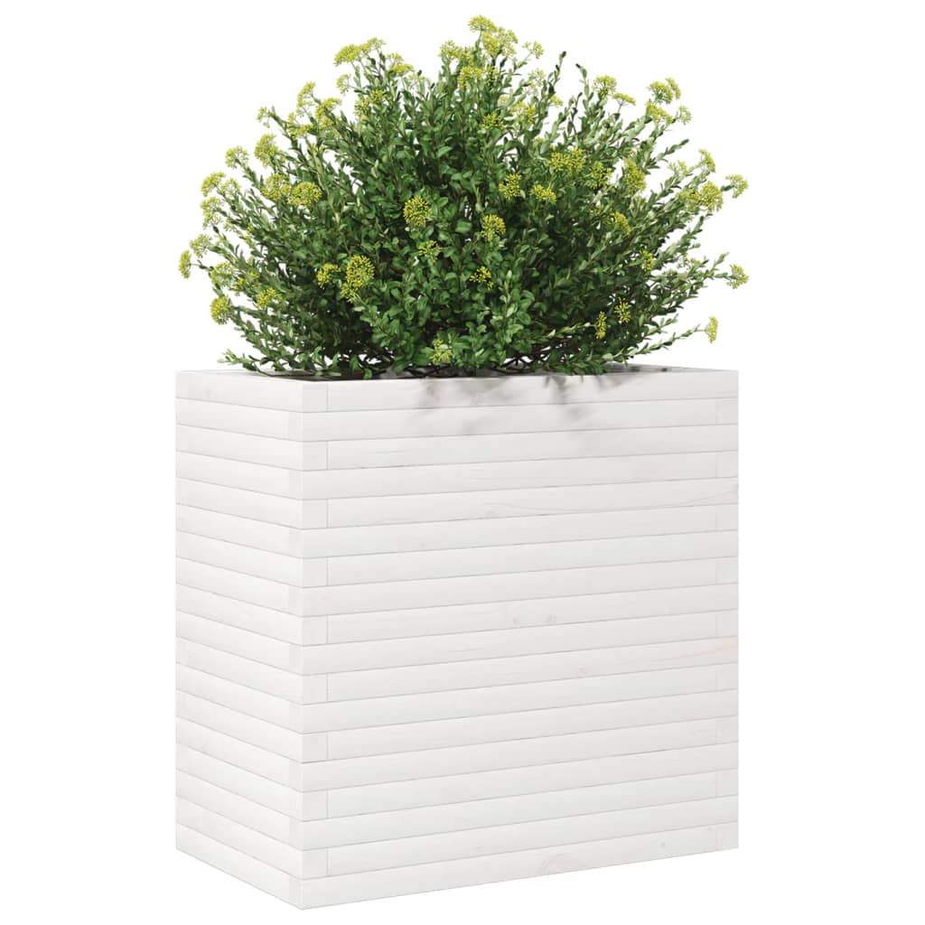 Garden Planter White 70x40x68.5 cm Solid Wood Pine
