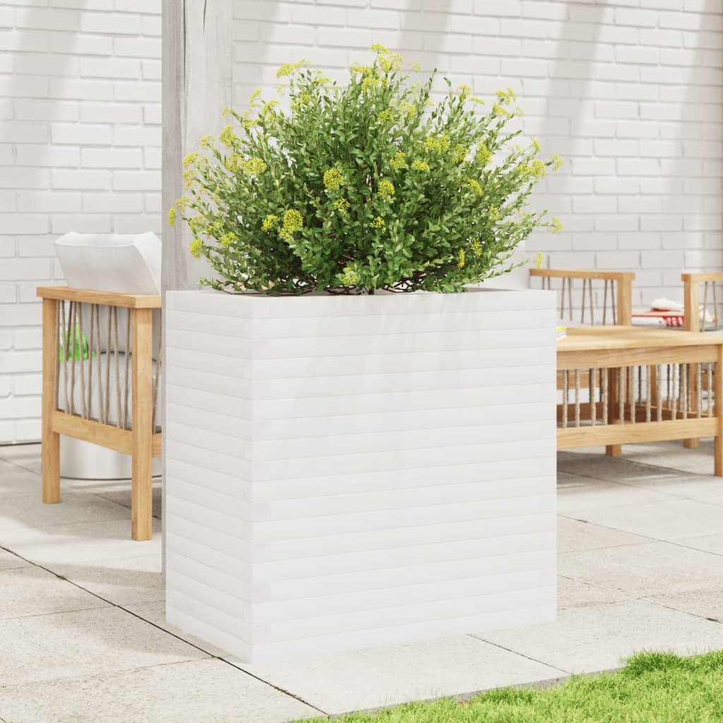Garden Planter White 70x40x68.5 cm Solid Wood Pine