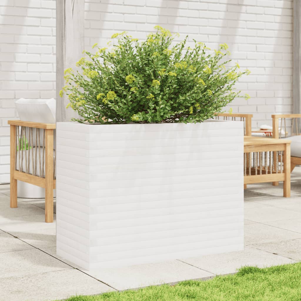 Garden Planter White 90x40x68.5 cm Solid Wood Pine