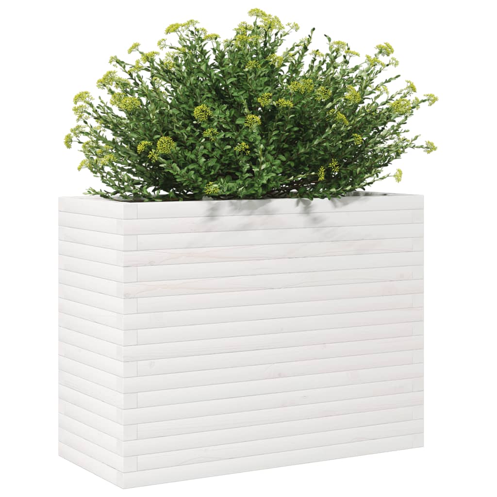 Garden Planter White 90x40x68.5 cm Solid Wood Pine