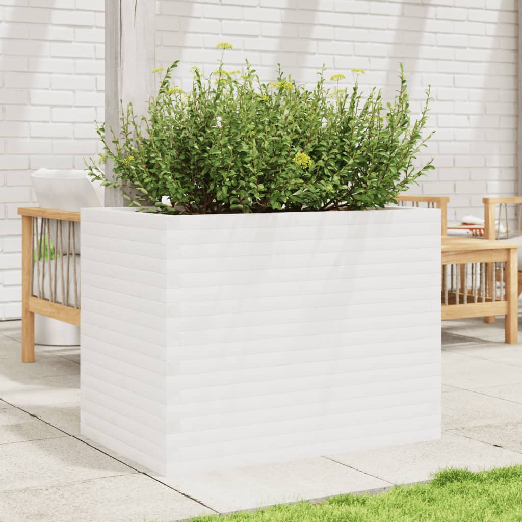 Garden Planter White 90x60x68.5 cm Solid Wood Pine