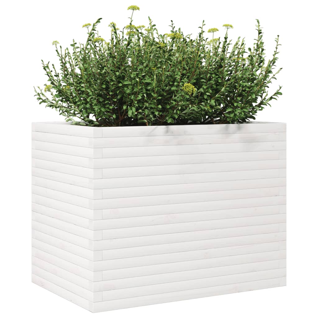Garden Planter White 90x60x68.5 cm Solid Wood Pine
