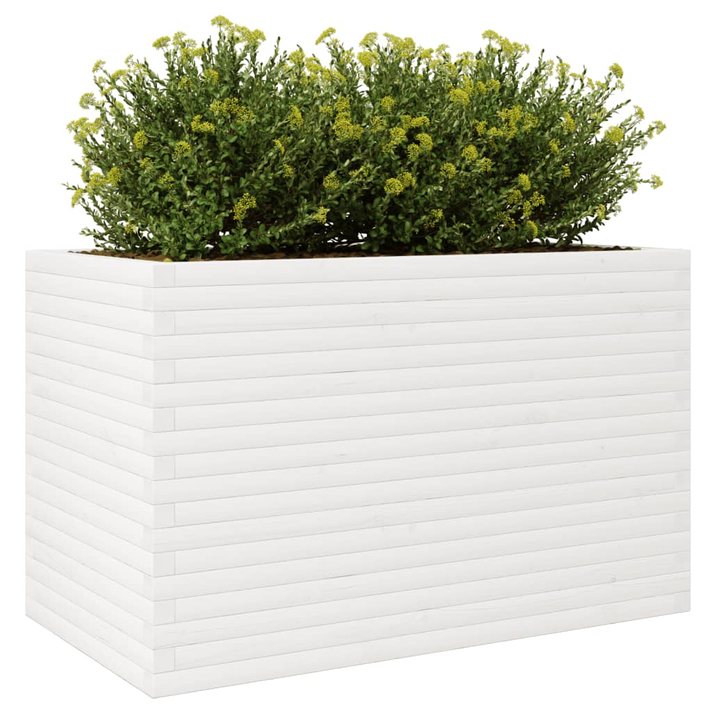 Garden Planter White 110x60x68.5 cm Solid Wood Pine