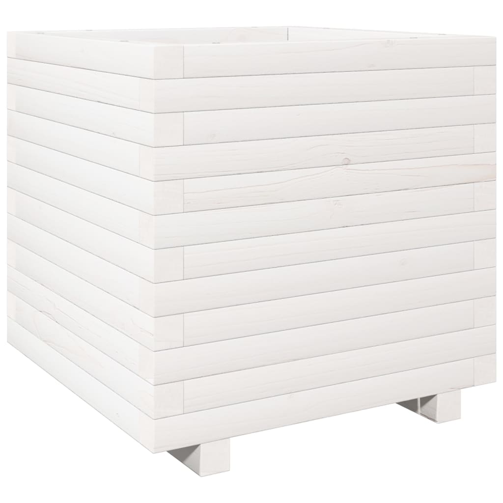 Garden Planter White 50x50x49.5 cm Solid Wood Pine