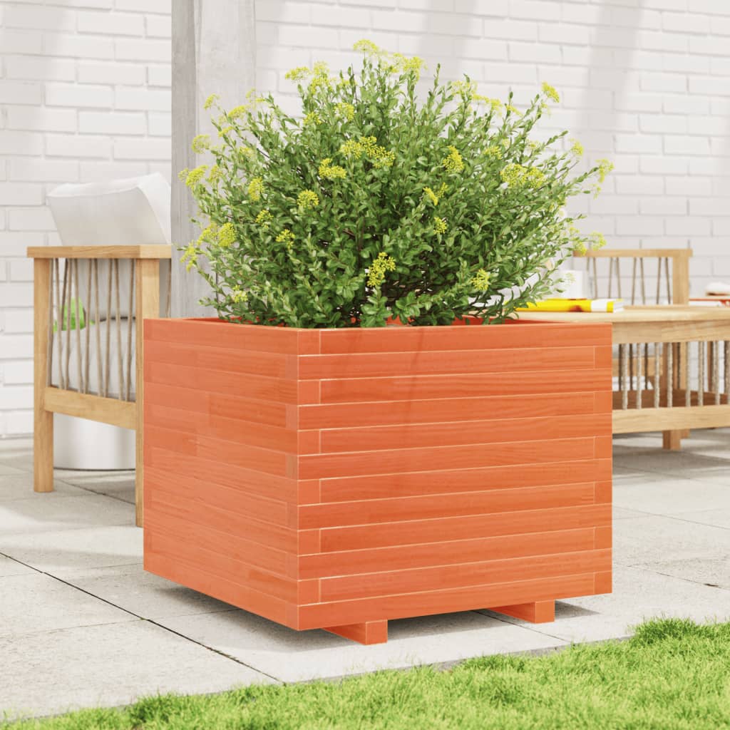 Garden Planter Wax Brown 60x60x49.5 cm Solid Wood Pine
