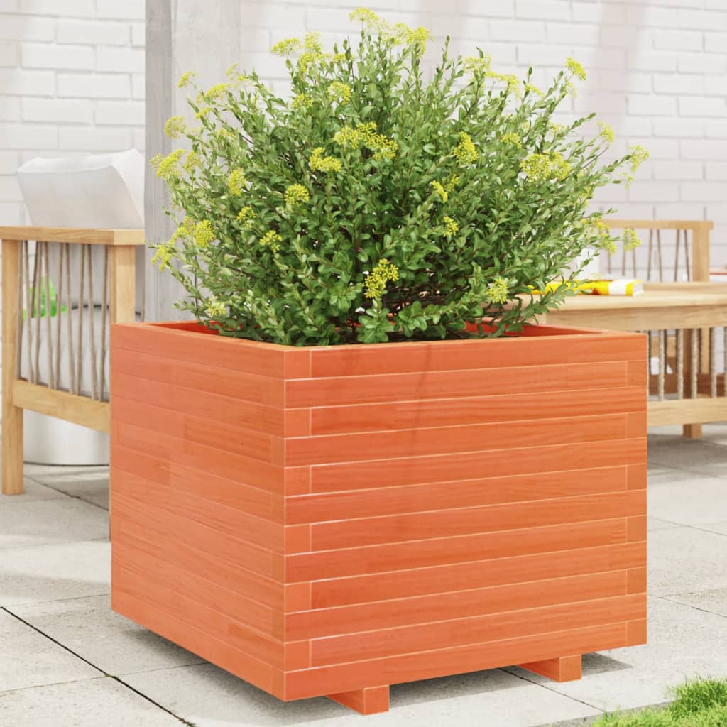 Garden Planter Wax Brown 60x60x49.5 cm Solid Wood Pine