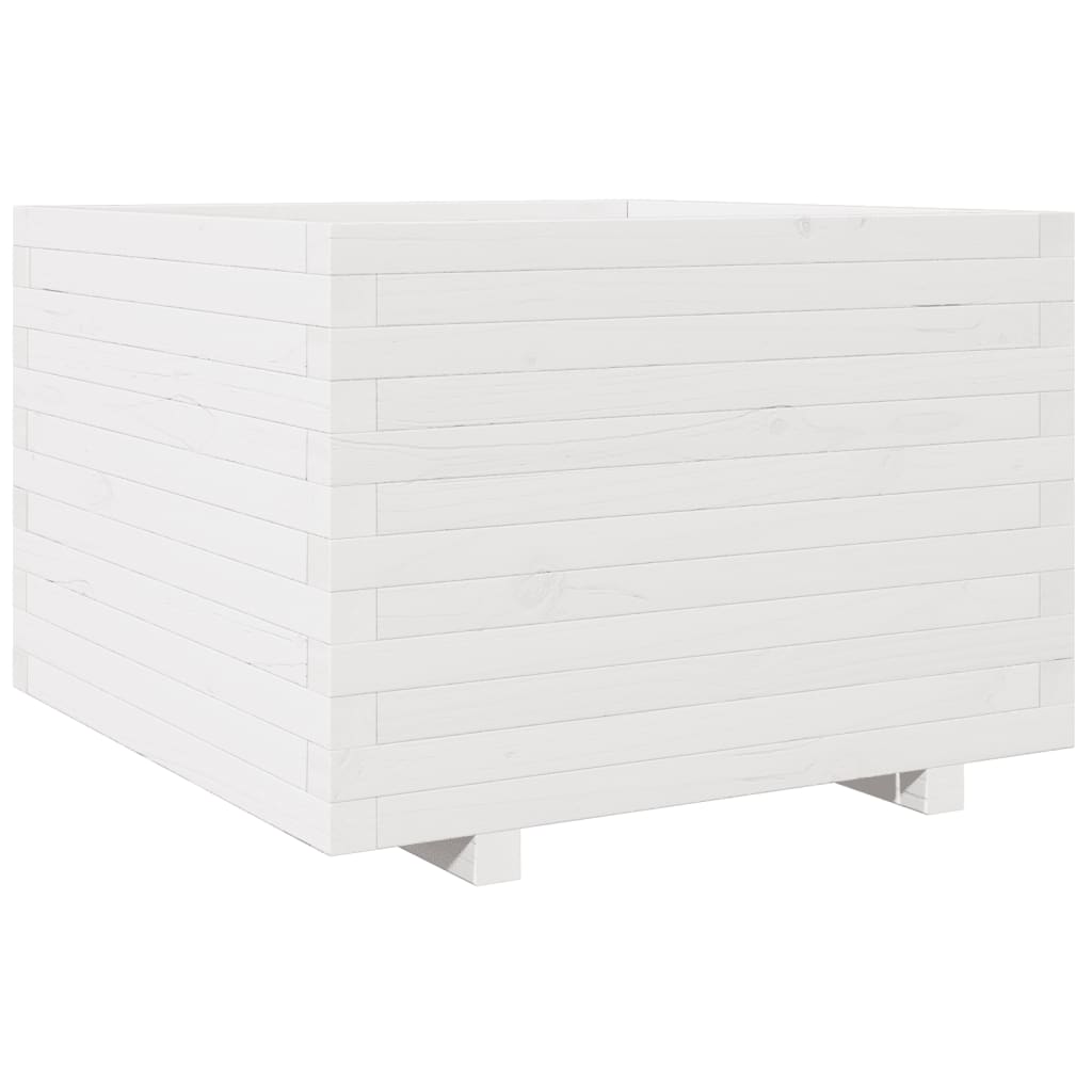 Garden Planter White 70x70x49.5 cm Solid Wood Pine