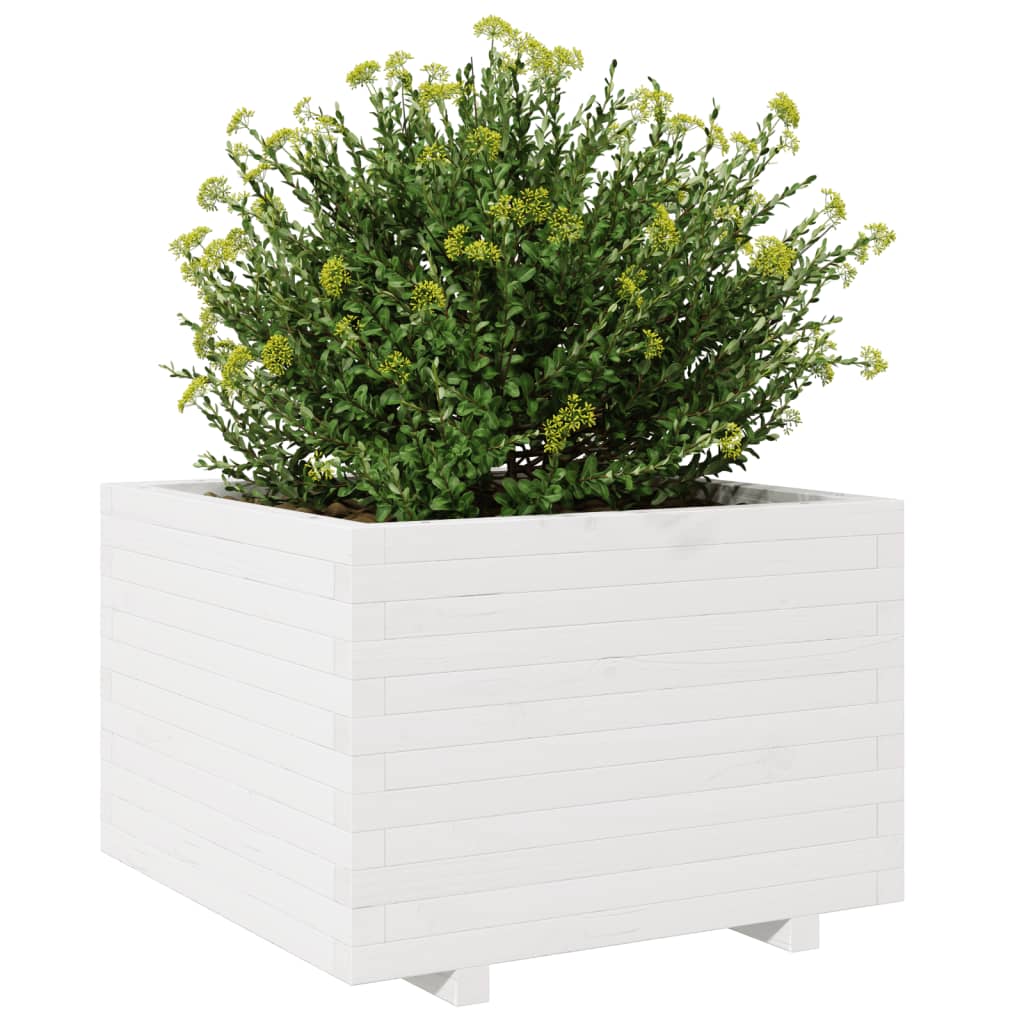 Garden Planter White 70x70x49.5 cm Solid Wood Pine