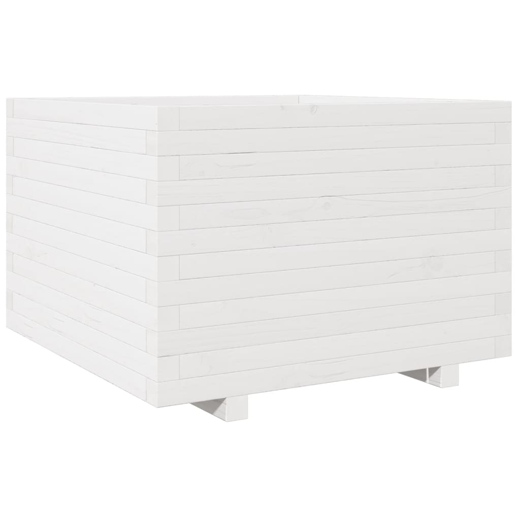 Garden Planter White 70x70x49.5 cm Solid Wood Pine
