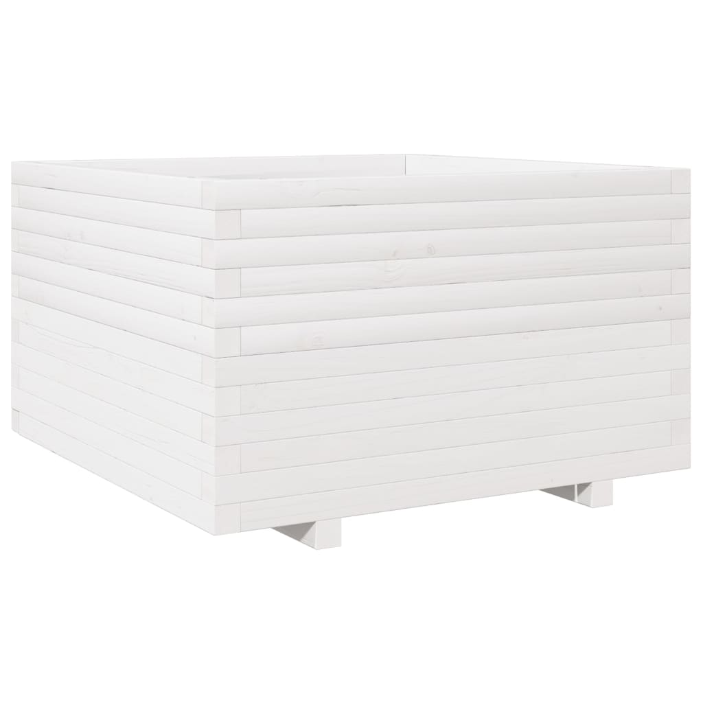 Garden Planter White 80x80x49.5 cm Solid Wood Pine