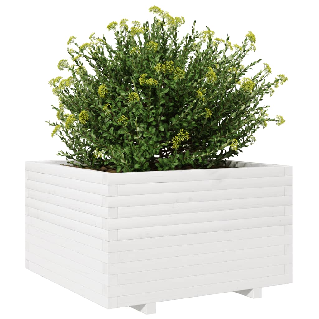 Garden Planter White 80x80x49.5 cm Solid Wood Pine