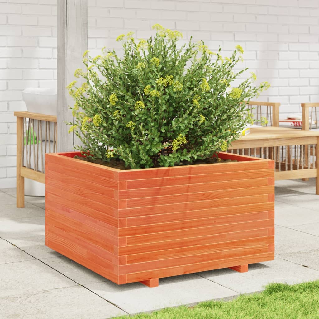 Garden Planter Wax Brown 80x80x49.5 cm Solid Wood Pine