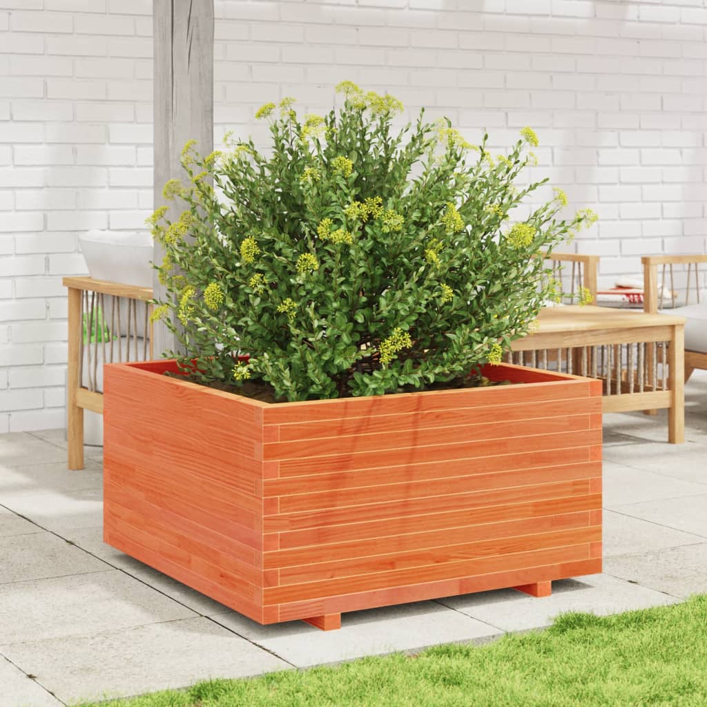 Garden Planter Wax Brown 90x90x49.5 cm Solid Wood Pine