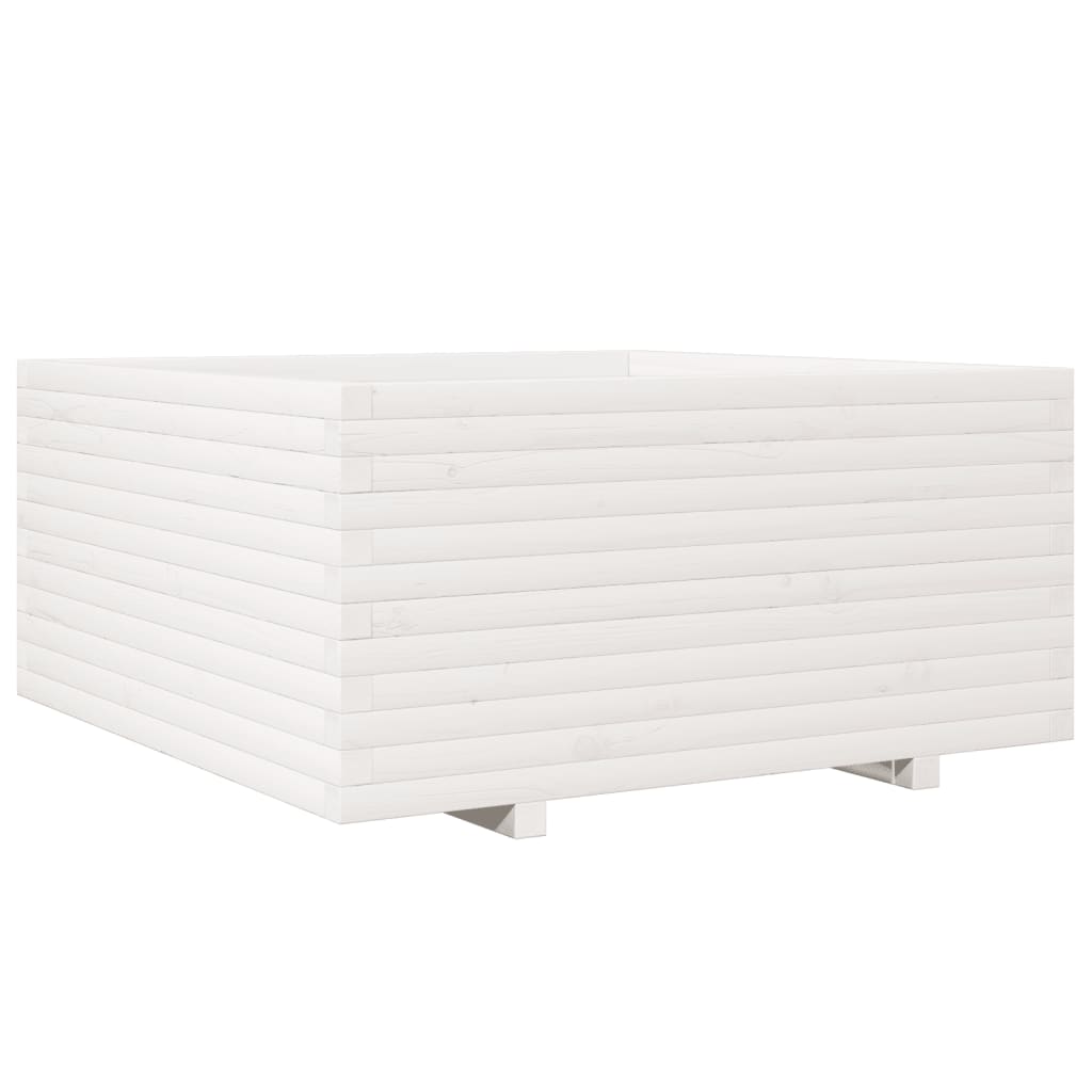 Garden Planter White 100x100x49.5 cm Solid Wood Pine