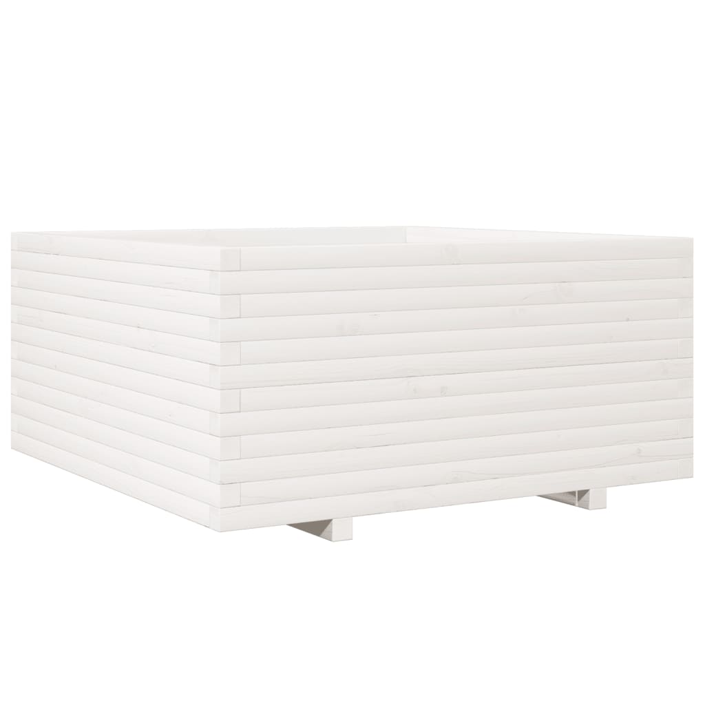 Garden Planter White 100x100x49.5 cm Solid Wood Pine