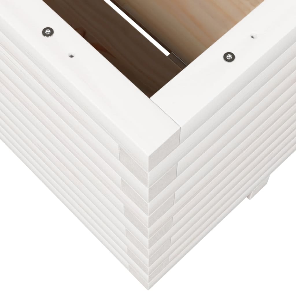 Garden Planter White 100x100x49.5 cm Solid Wood Pine